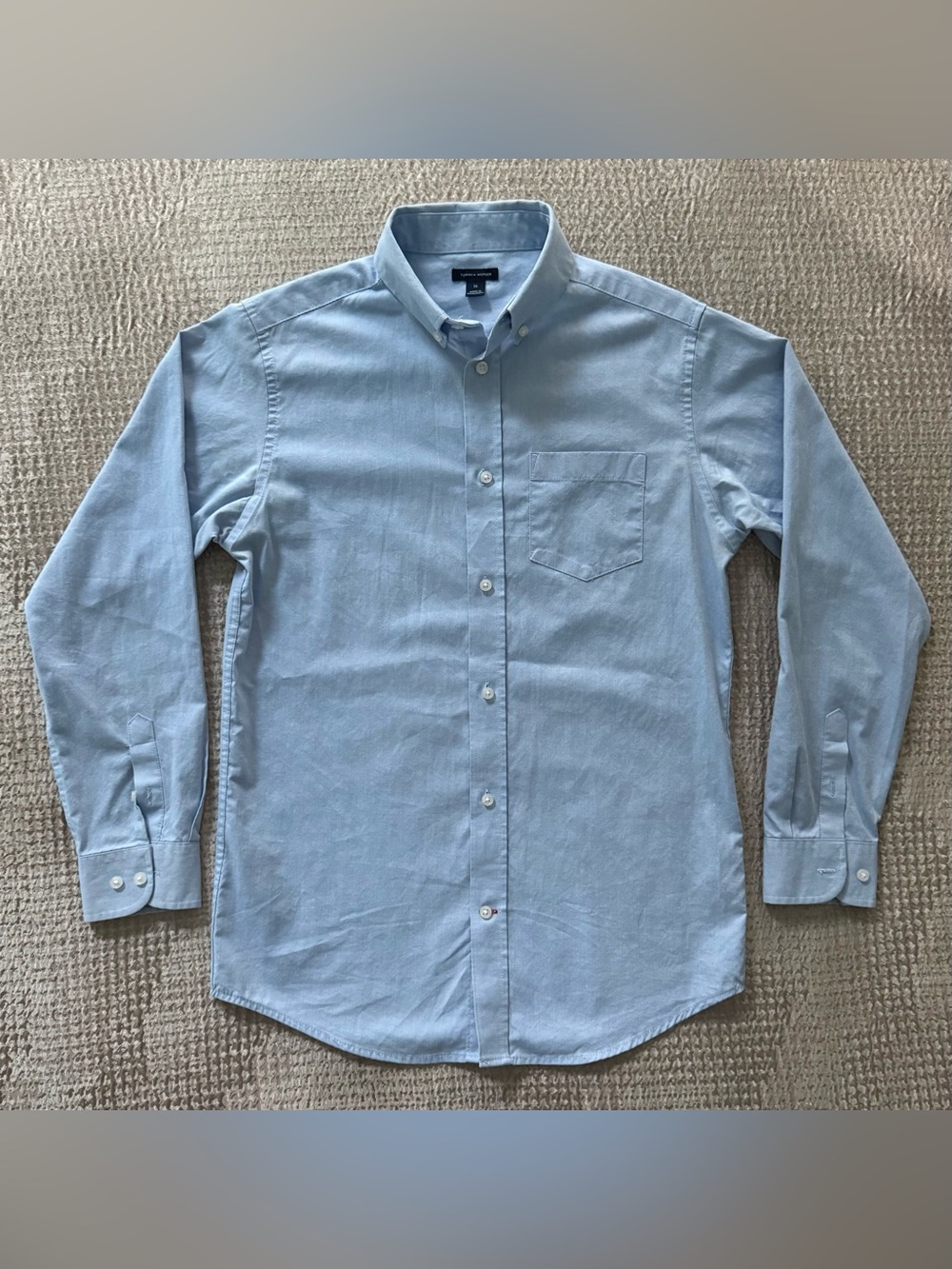Tommy Hilfiger Boys 16 Light Blue Oxford Button Down Long Sleeve Shirt